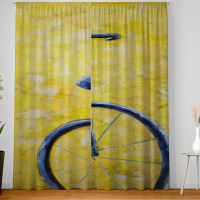 Blue Bike Abstract Blackout Curtains Pair for Home Decor