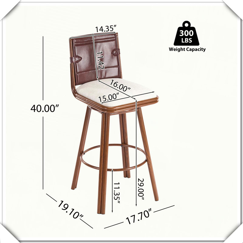 Ensemble de 2 tabourets de bar rembourrés avec structure en métal, finition noyer, pratique, durable et compact