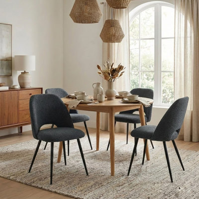 Fabric Upholstered Dining Chair with Open Back