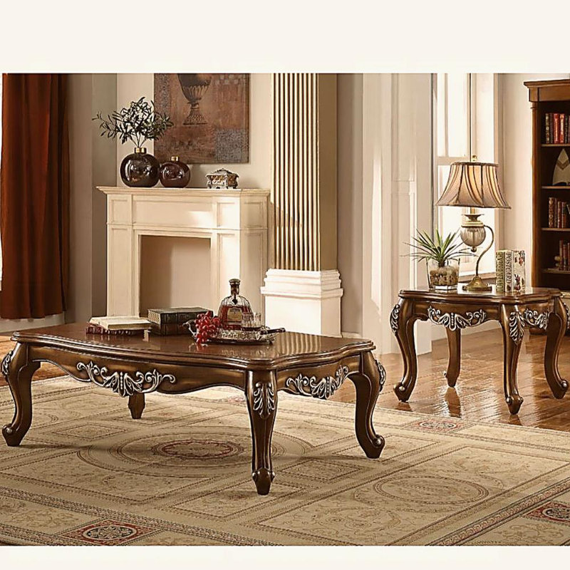 Table d'appoint en chêne de style champêtre avec pieds Queen Anne