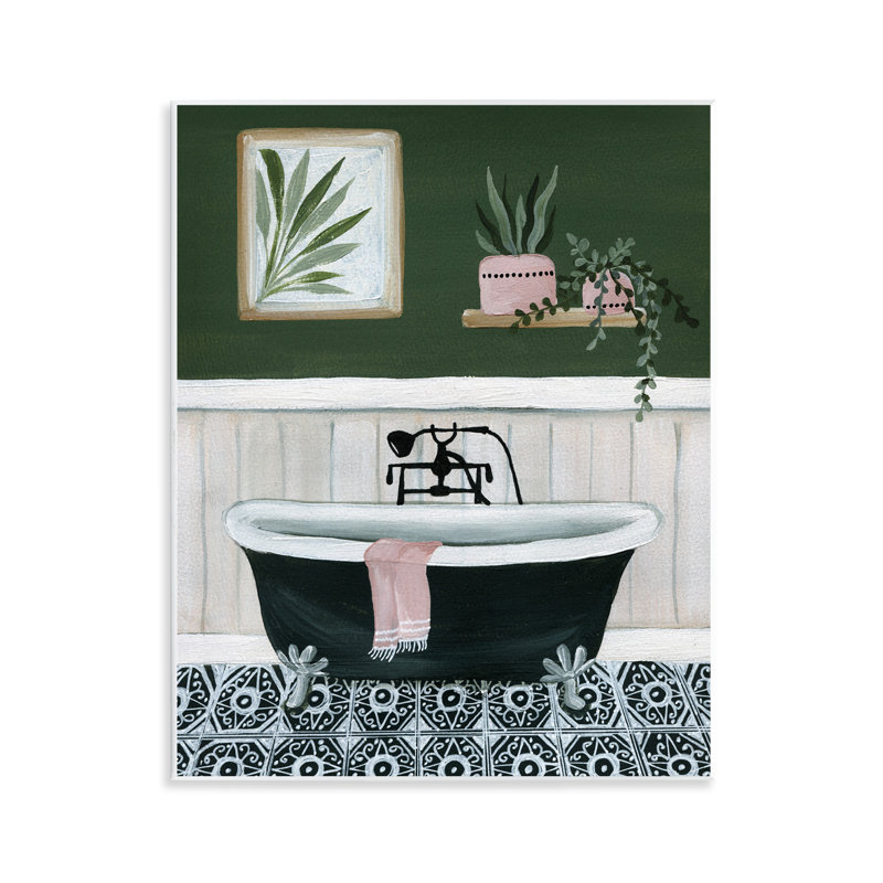 Art mural vert sur scène de salle de bain verte par Yvette St. Amant
