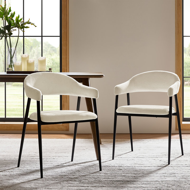  Remedios Modern Dinning Chair With Metal Legs (Set of 2), Beige