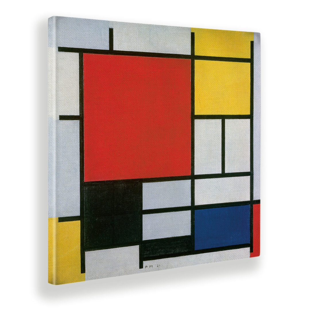 Wandbild Komposition Nr. 11 in Rot Gelb Blau und Schwarz von Piet Mondrian