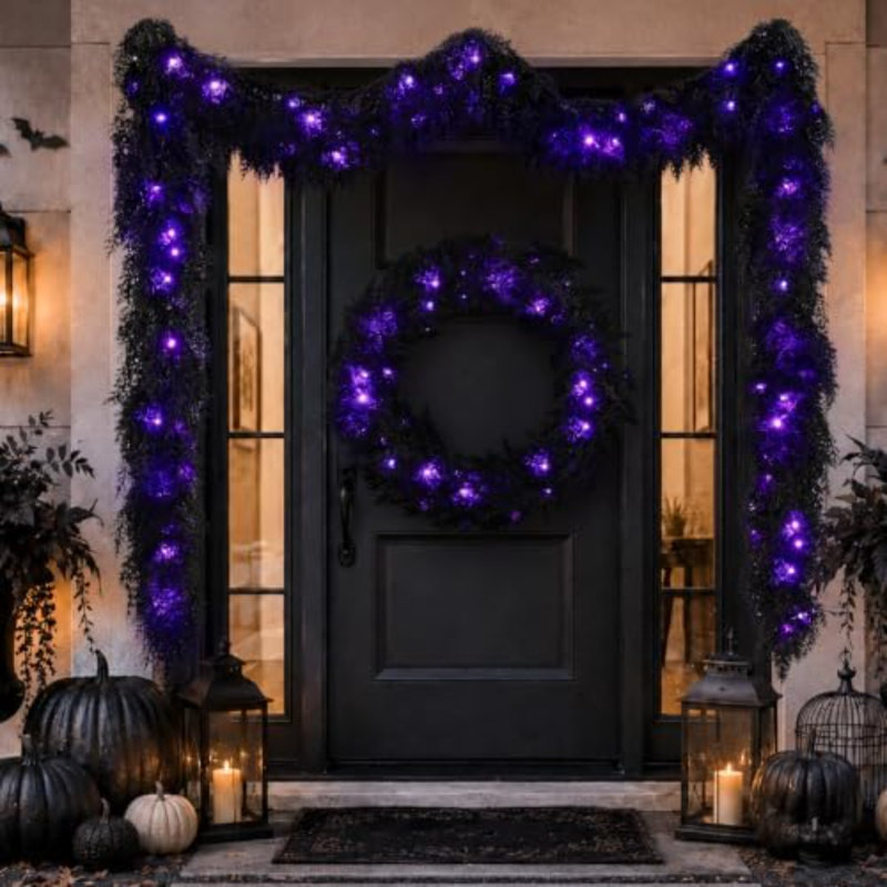 Guirlande d'Halloween 9 pi avec lumières 9 pi