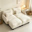 Canapé ergonomique courbé beige en chenille l 70,85 po avec coussins et 2 repose-pieds