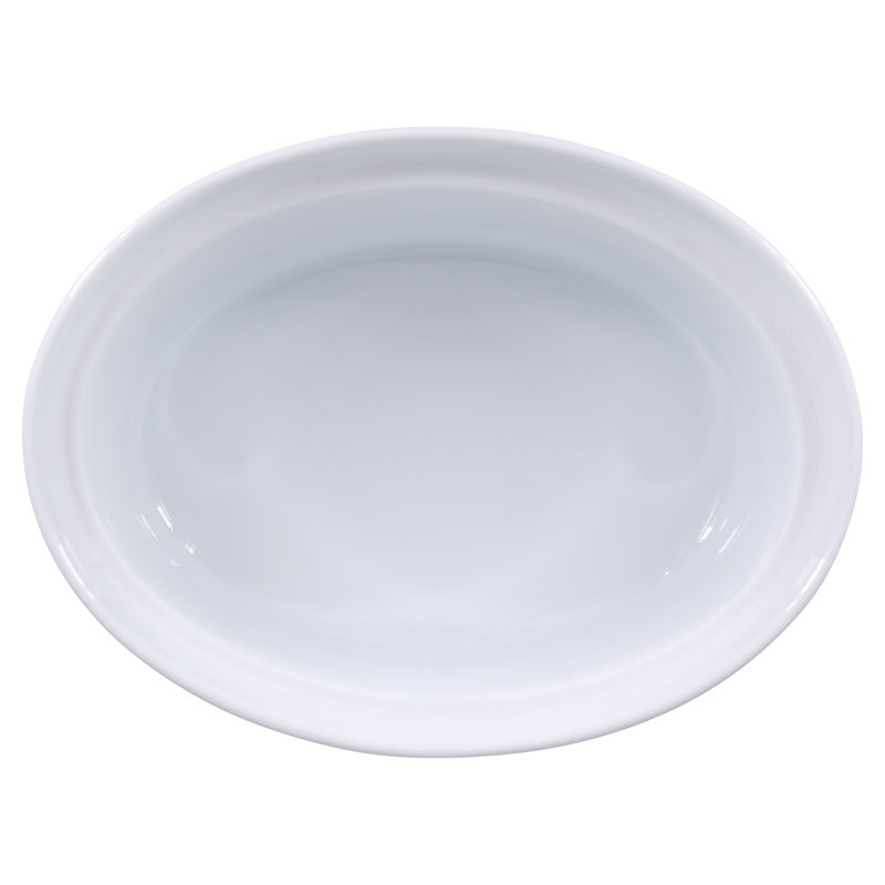 White Glazed Porcelain Oval Casserole Dish with Lid, 1.5 Quarts