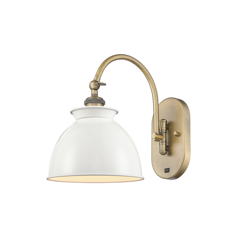 Arev Steel Swing Arm, White / Brushed Brass