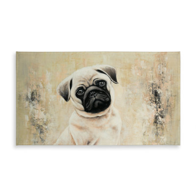 Contemporary Beige Pug Dog Tablecloth | Indoor/Outdoor Decor