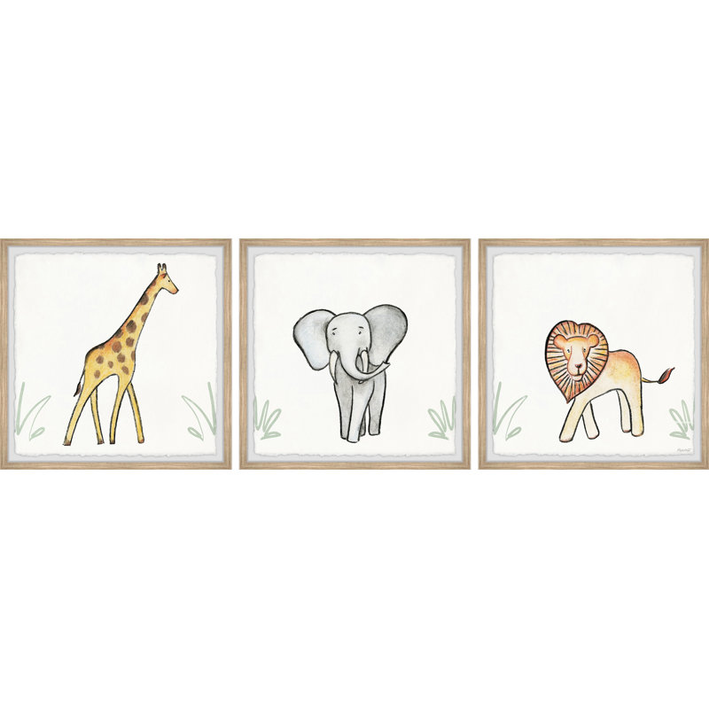 «Gallardo Safari Wildlife», ensemble de 3 reproductions encadrées, H 12 po x l 12 po x P 1,5 po
