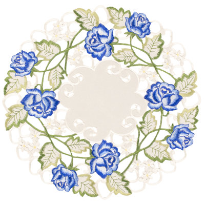 Donneshia Blue Rose Doily (15" Rd)