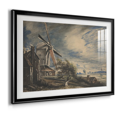 Un moulin à vent (ou un moulin à vent près de Brighton) - John Constable - reproduction encadrée avec passe-partout et verre - c. 1824