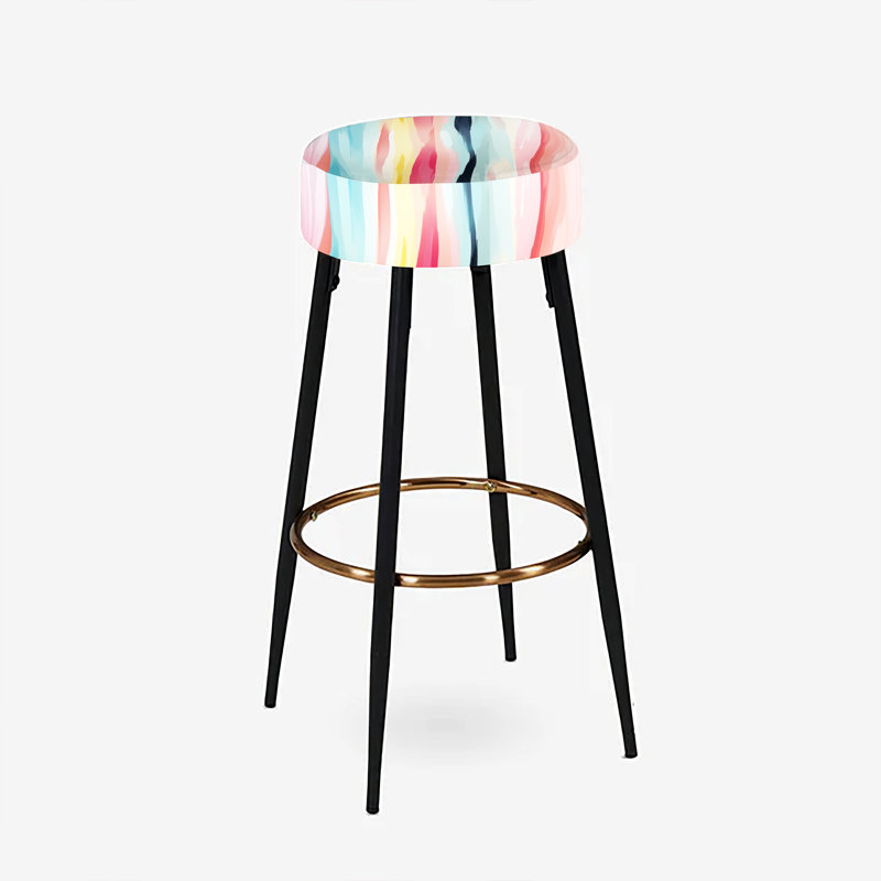 Ensemble de 2 tabourets de bar rayés bleus et roses à motif d'artiste Bliss