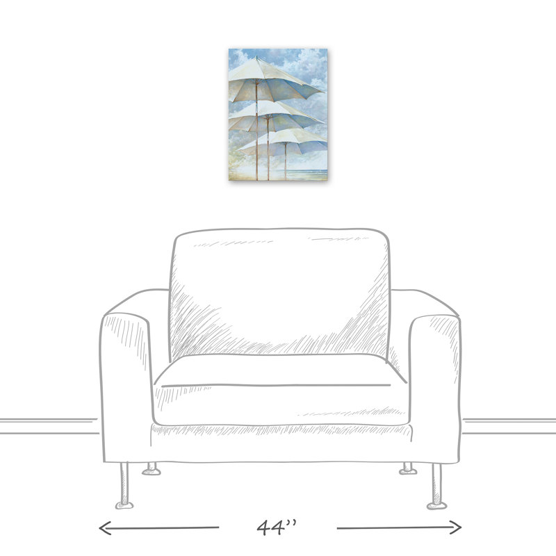 " Beach Umbrellas ", 16" H x 12" W x 1.25" D, Wrapped Canvas