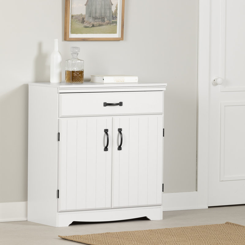 Pure White Farmhouse Freestanding Kitchen Cabinet with Adjustable Shelving