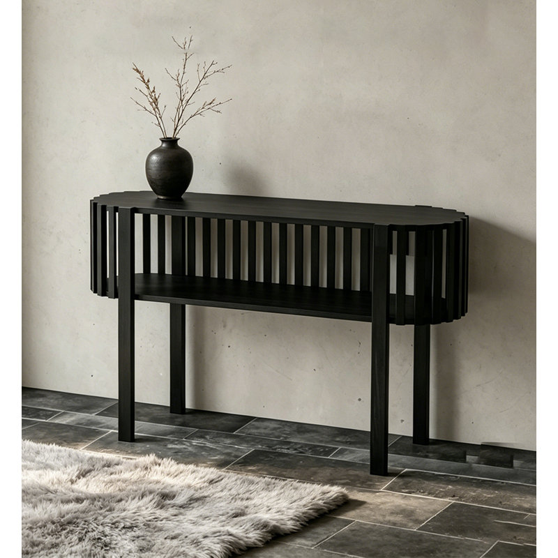 Console de vestibule autoportante Mid-Century, Noir, Noir, Noir