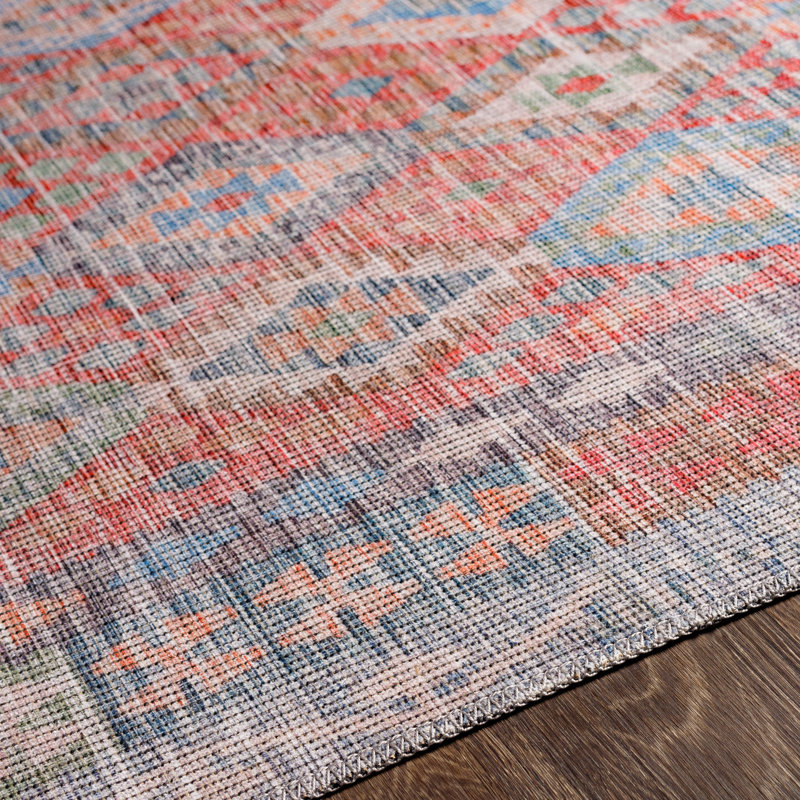 Tapis oriental rose / bleu Hillhouse, Tapis de couloir 2 pi 7 po x 12 pi