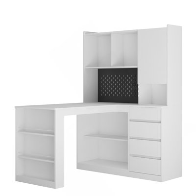 Bureau en L avec chargeur, bureau d'ordinateur avec tiroirs, bibliothèque, avec éclairage à DEL, bureau d'angle moderne, bureau à domicile, bureau d'écriture en L, bureau d'ordinateur de coin avec rangement