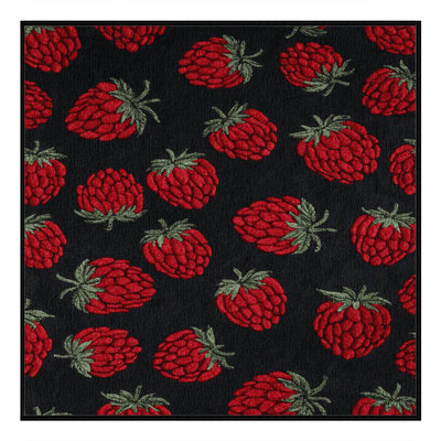 Washable Raspberry Black Fruits Area Rug