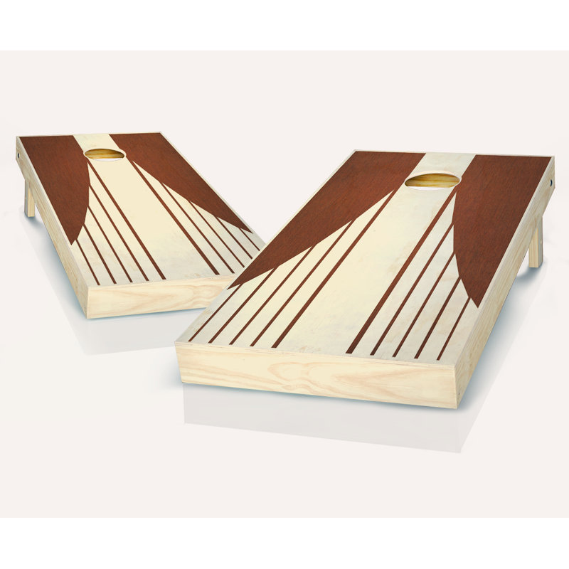 2' x 4' Solid Wood Cornhole Set with Bags, Rosewood, Red/Black