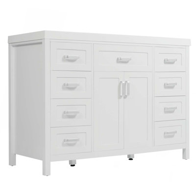 Meuble-lavabo 48 po avec lavabo, 2 portes et 8 tiroirs, système de fermeture en douceur
