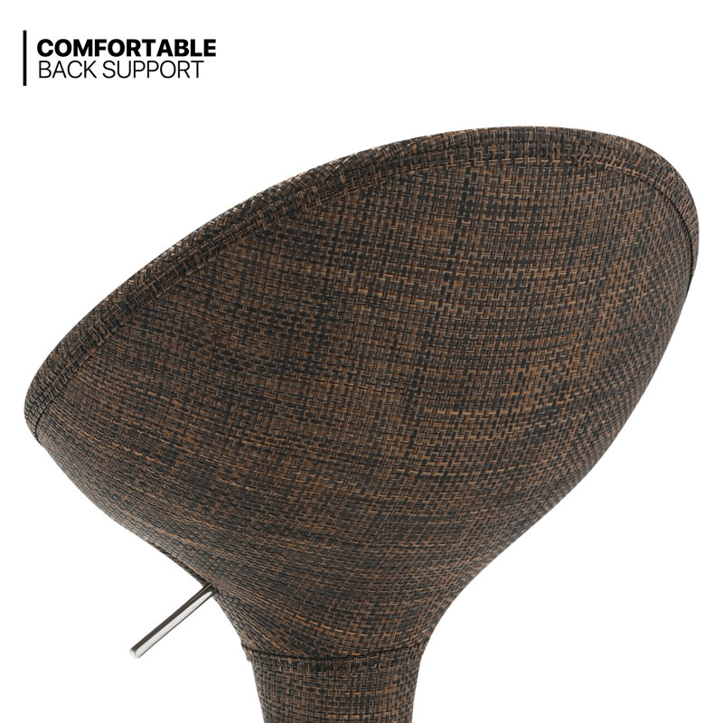 Brown Adjustable Swivel Metal and Rattan Bar Stools (Set of 2)