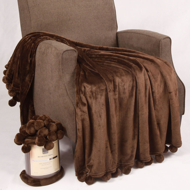  Couverture en molleton flanelle, Chocolat, L 60 po x L 80 po