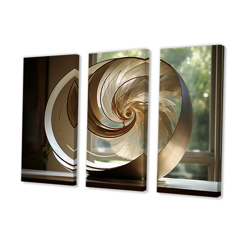 Bronze bronze Nautilus Vortex - ensemble de décorations murales Nautilus, H 40 po x l 60 po