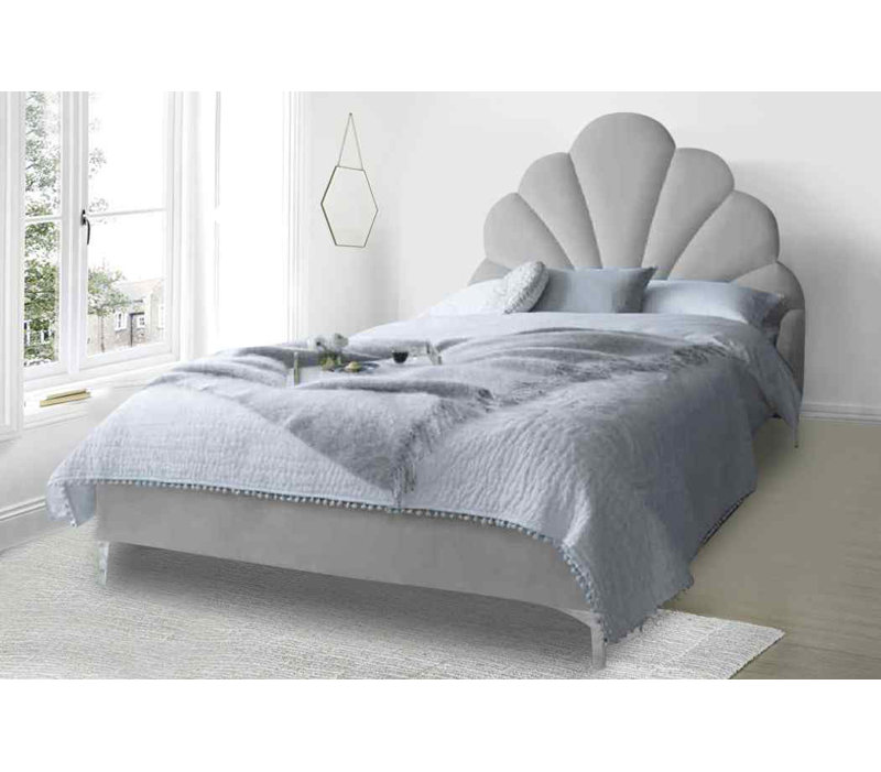 Upholstered Velvet Bed, Super King (6'), Silver