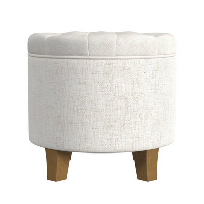 Round Button-Tufted Storage Ottoman