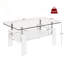 Table basse rectangulaire avec plateau en verre brun et tablette en bois aggloméré-743319033-743319032