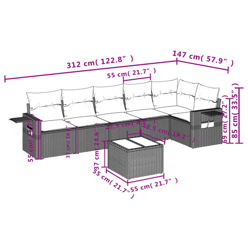 Ensemble de canapé de jardin Vidaxl
