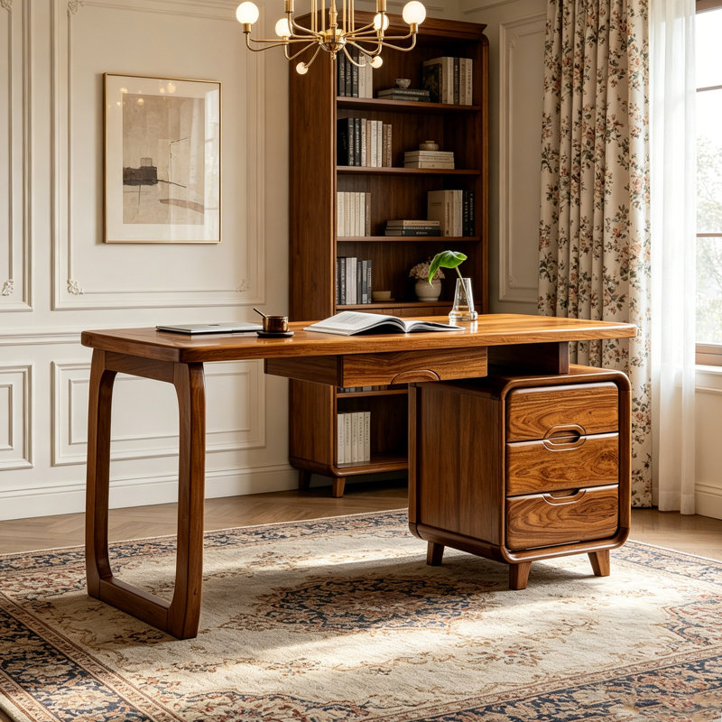 Solid Wood Practical 4-drawer Writing Desk 62.99in