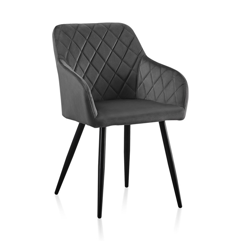 49cm H Velvet Upholstered Metal Armchair, Grey