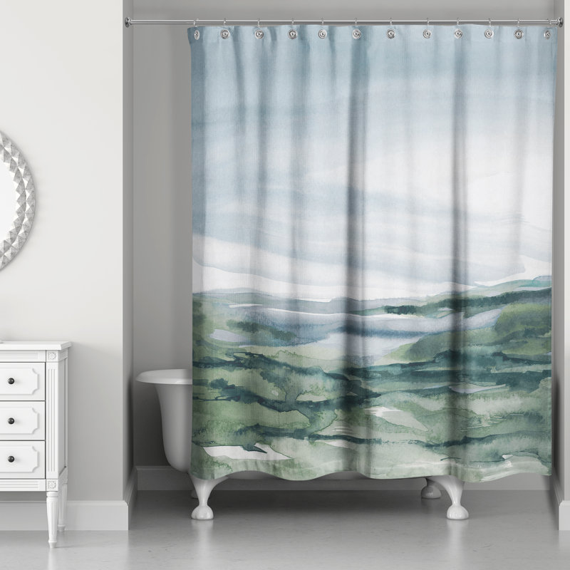 Rideau de douche bleu marine et vert