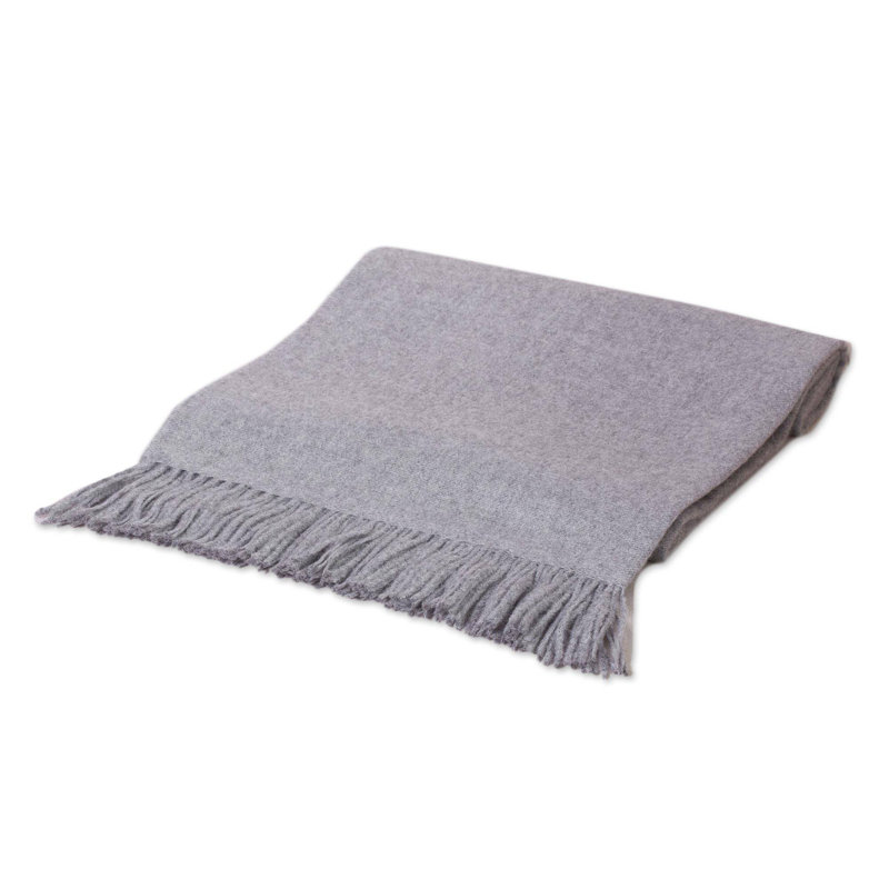 Hand Woven Throw Blanket, Light Gray