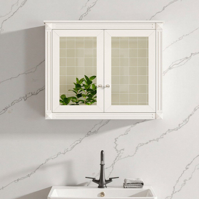 Pharmacie murale 36 "x 28" avec 2 miroirs et tablettes réglables, Blanc