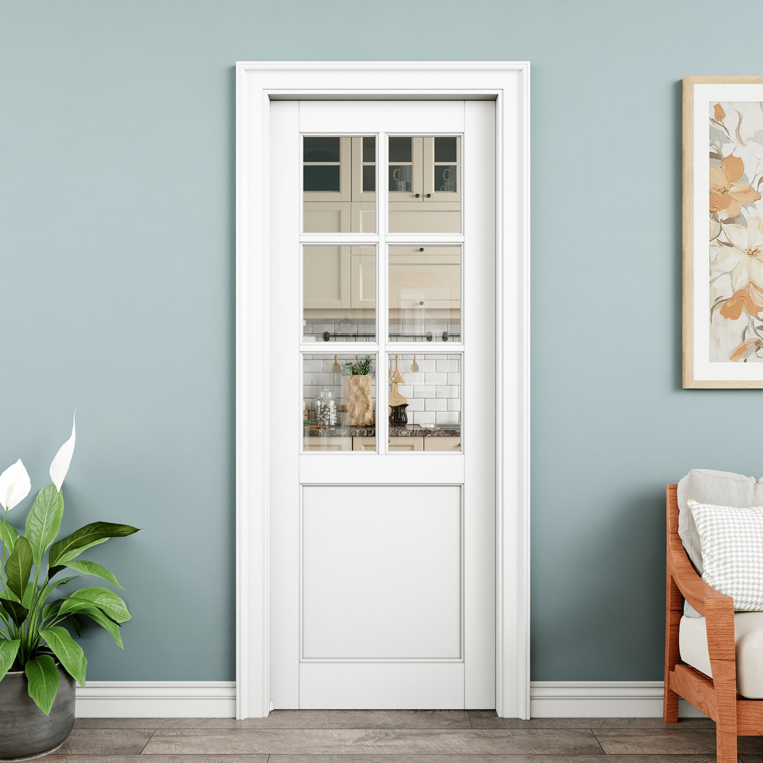 Interior Sliding Pocket Doors Pantry 6 Lite Clear Glass Sliding Door With Hardware & Soft Close ARK DESIGN 