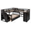 Lit superposé simple au-dessus d'un lit double en L avec bureau, garde-robe et 3 tiroirs - Mobilier pour enfants peu encombrant, espresso-468040875