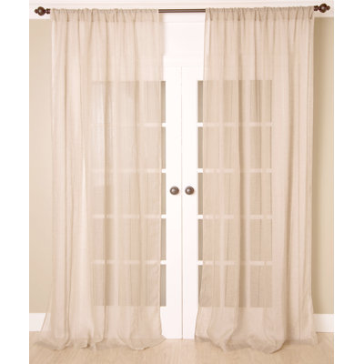 Panneau de rideau transparent uni 100% lin avec passe-tringle pour le salon