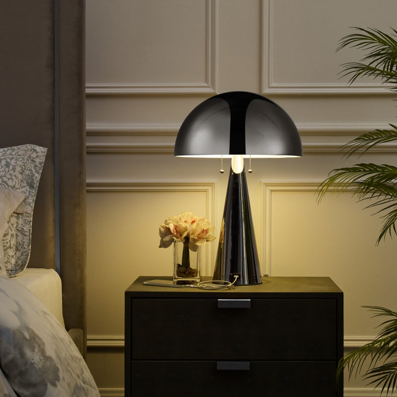 Lampe de table USB en métal Union, Chrome
