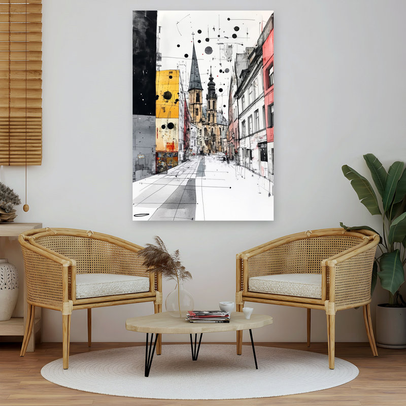 Art urbain urbain abstrait croquis urbain coloré, H 60 po x l 40 po