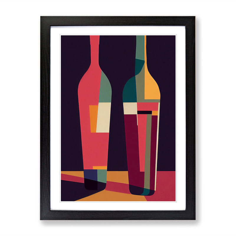 Alerte Retro Wine Art Vol.2 - Framed Print, 64cm H x 46cm W x 2cm D, Oak