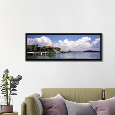 " Boats Docked In A Bay, Cabbage Key, Sunshine Skyway Bridge In Distance, Tampa Bay, Florida, USA " by Panoramic Images