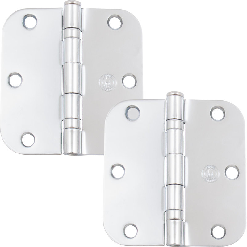 Charnières de porte à roulement à billes 3-1 / 2 ", coin de rayon 5/8", Chrome poli