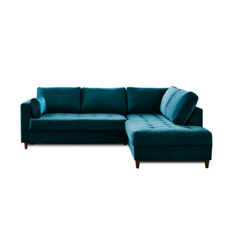 5 Seater Velvet Sofa Bed, Right Hand Facing, Peacock Blue