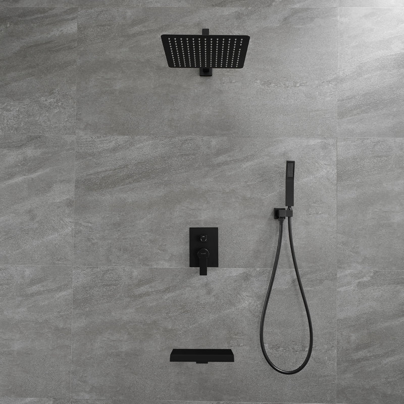 Robinet de douche à cascade avec valve brute, Noir