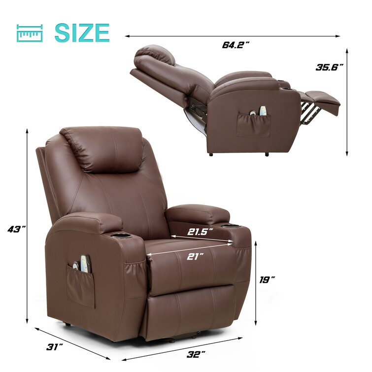 Latitude Run® Reclining Heated Massage Chair with Swivel and