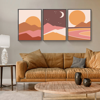 " Framed Abstract Modern Wall Art " 3 - Pieces