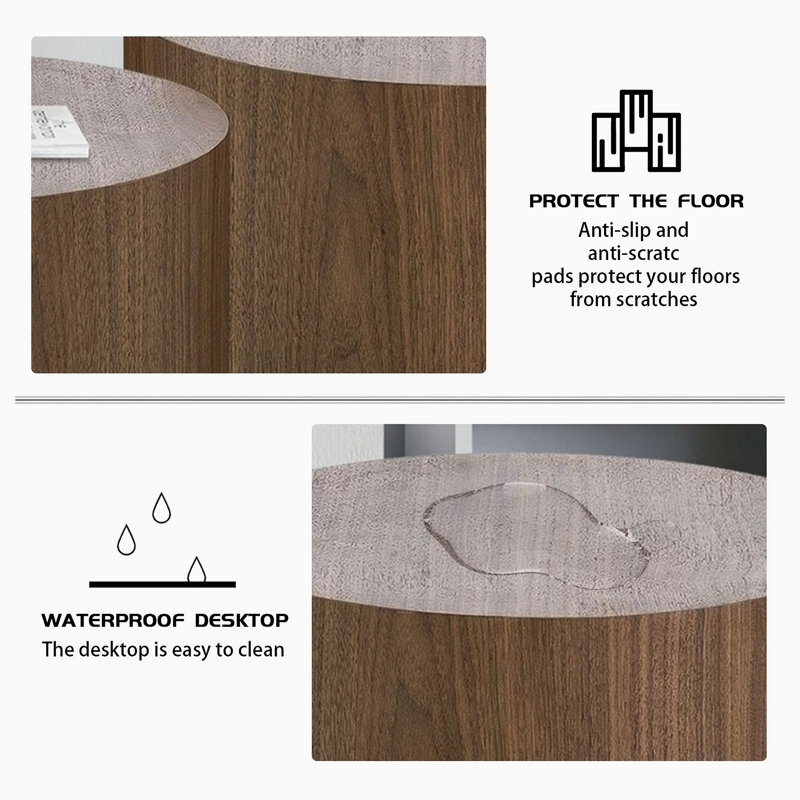 Ensemble de tables de bout Block, Noyer, H 15 po x l 18,89 po x P 18,89 po