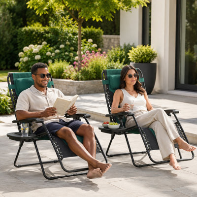 Fauteuils de patio inclinables relaxants en maille d'acier avec chaises et coussins ajustables